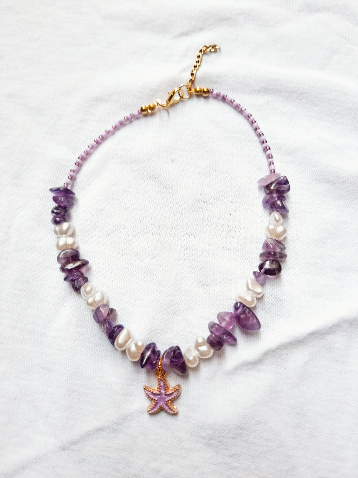 Choker Amatista y Perlas
