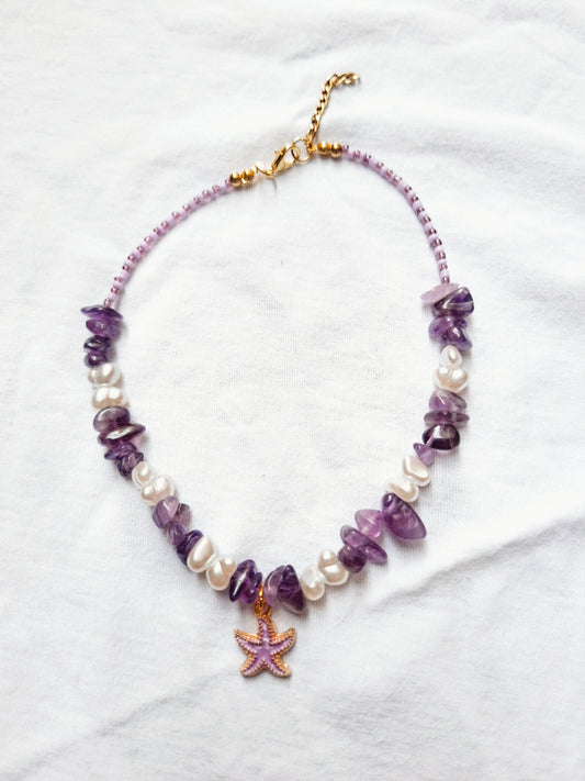 Choker Amatista y Perlas