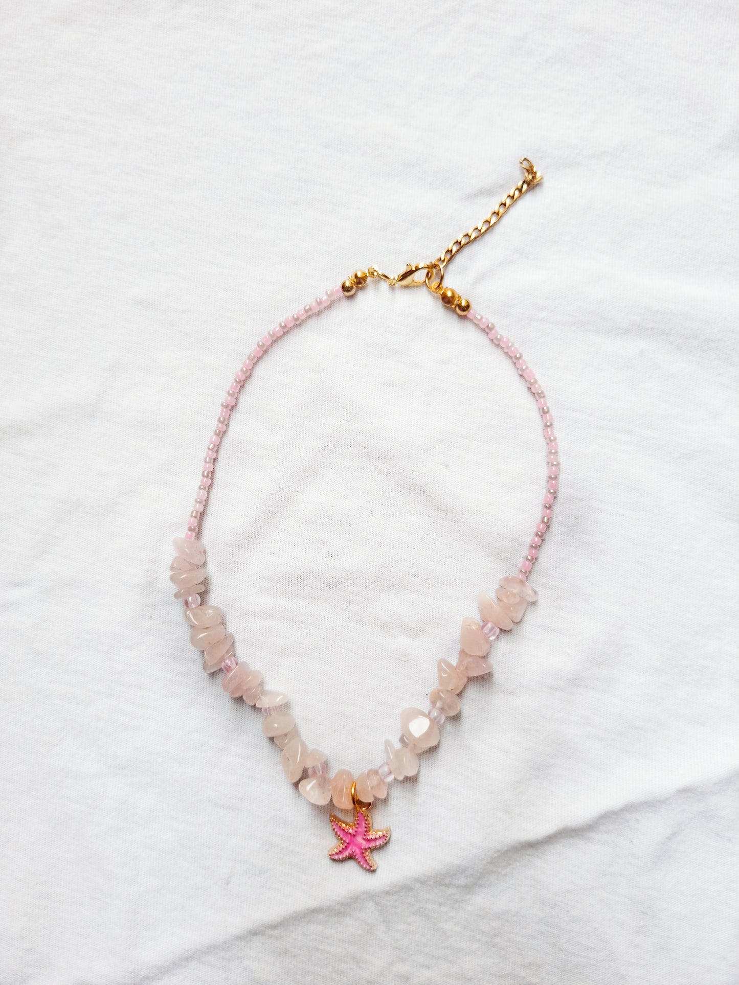 Collar Cuarzo Rosa y Estrella de Mar