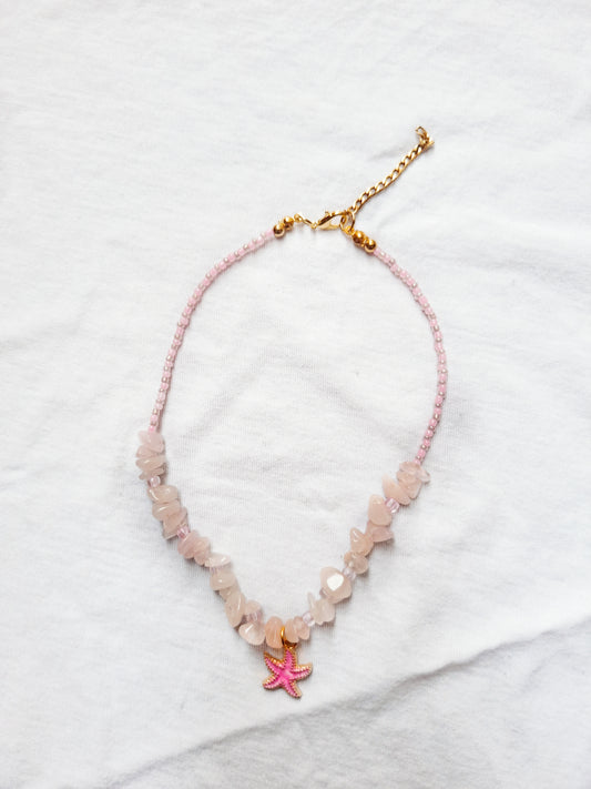 Collar Cuarzo Rosa y Estrella de Mar