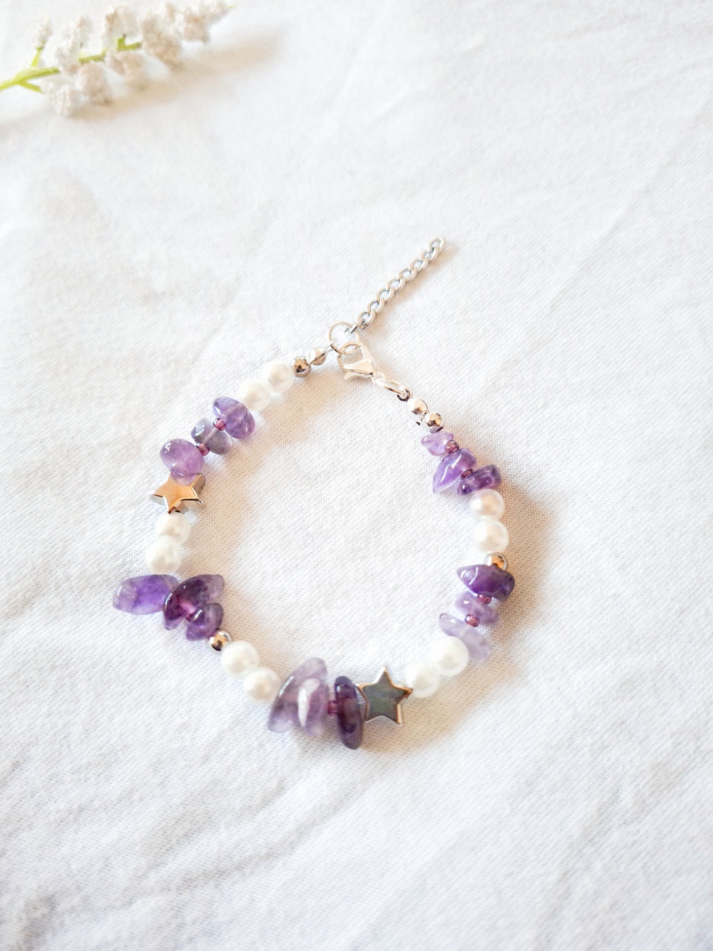 Pulsera Amatista y Perlas