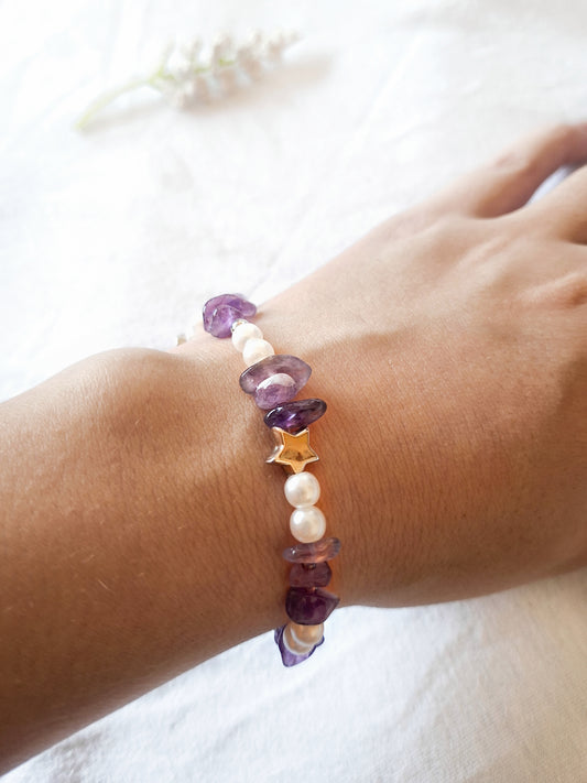 Pulsera Amatista y Perlas