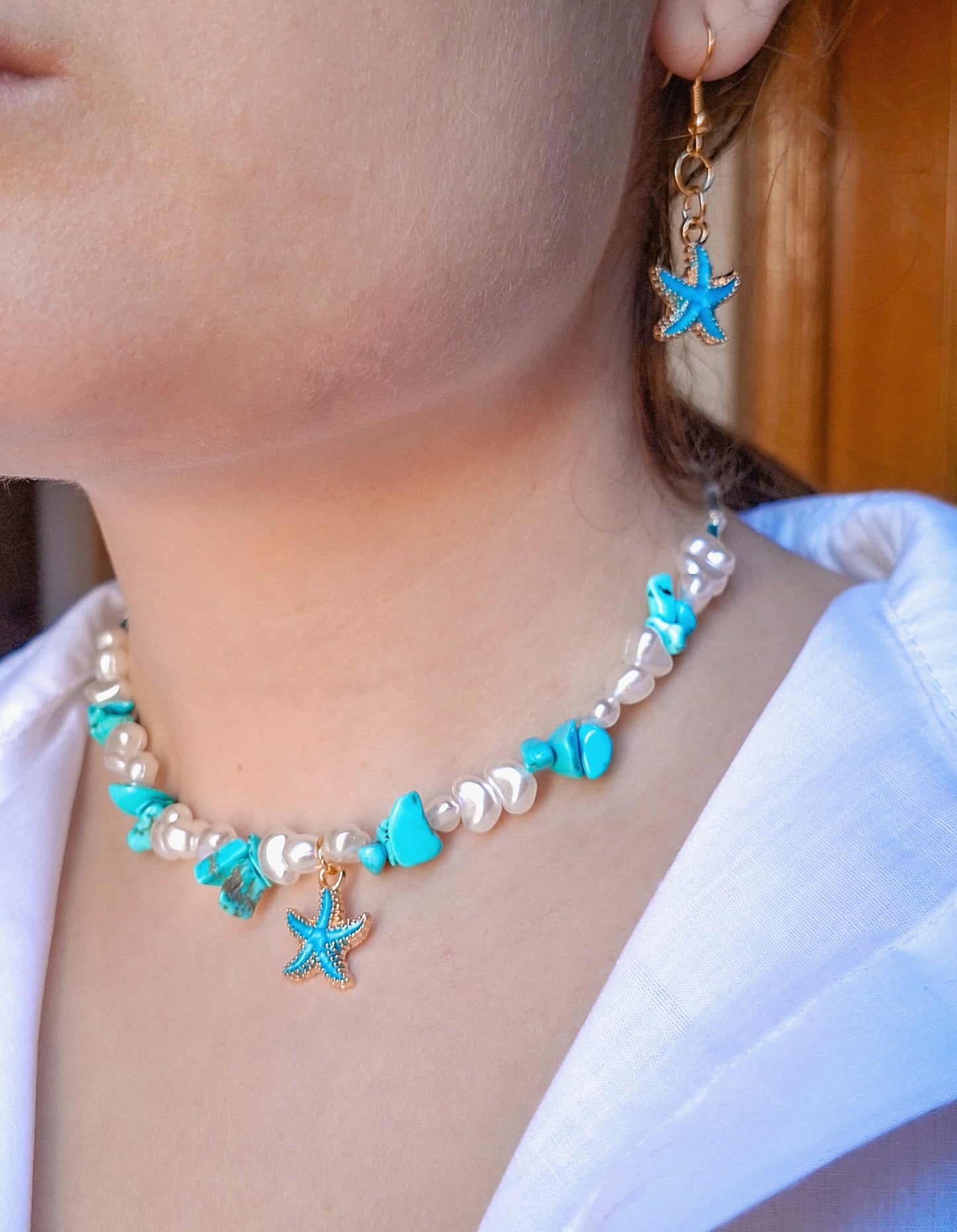 Collar + pendientes a juego turquesa