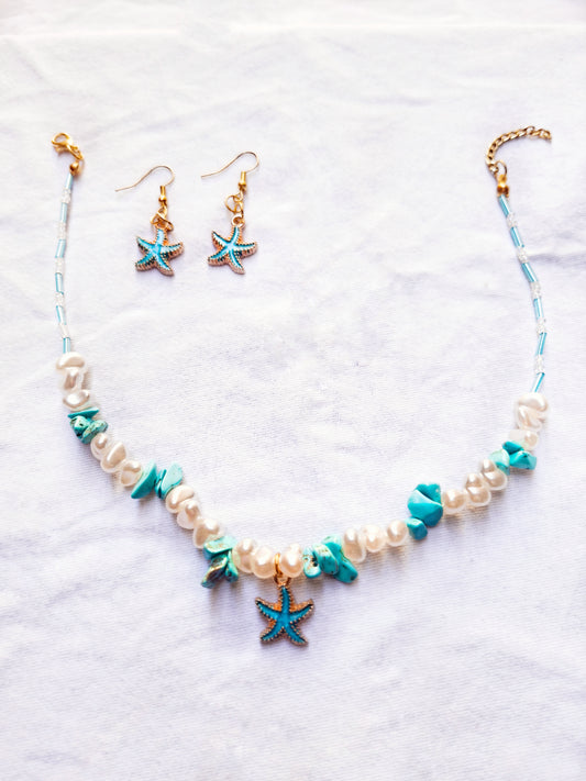 Collar + pendientes a juego turquesa