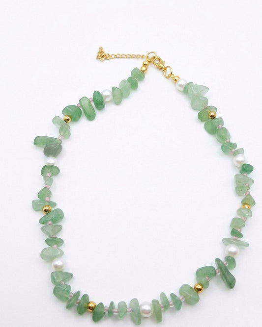 Collar turmalina verde y perlas